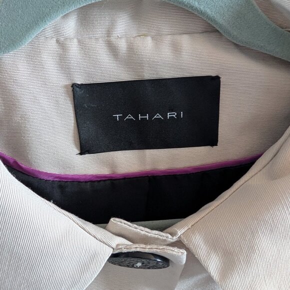 Tahari Colorblock Coat Cream Black Cotton Blend Size Small Overcoat Classic - Picture 4 of 14